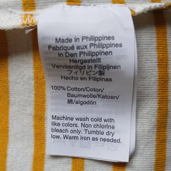 J. Crew Mustard Yellow White Stripes Perfect Fit Tee Top EUC - Picture 5 of 5